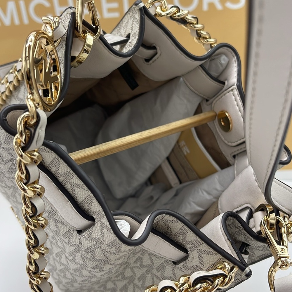 Michael Kors MINA Sm MINI Belted Chain Shoulder Crossbody Bag 
Light Cream Multi - Picture 11 of 16